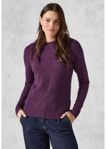 Cecil Damen Strickpullover, lila, casual, Gr. XL, unifarben, Web, 37% Baumwolle, 34% Polyacryl, 26% Polyester, 3% Elasthan, Pullover, mit