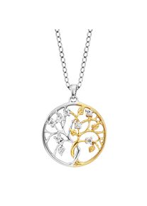 JULIE JULSEN Damen Collierkettchen "925 Silber rhodiniert teils vergoldet Liebesbaum Zirkonia", 46cm, Silber 925 (Sterlingsilber), L: 46cm, bunt,