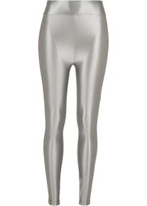 Urban Classics Damen Leggings "Urban Classics Damen Ladies Highwaist Shiny Metallic Leggings", silber, Gr. 4XL, unifarben, 82% Polyamid, 18%