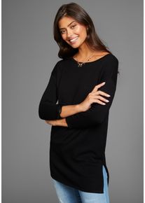 Laura Scott Damen Longpullover, schwarz, feminin, Gr. 40, clean, unifarben, Strick, Obermaterial: 70% Viskose, 30% Polyamid, Pullover, mit Schnürung