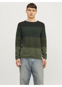 Jack & Jones JACK & JONES Herren Rundhalspullover "JJEHILL KNIT CREW NECK NOOS", grün, modisch, Gr. S, mehrfarbig, Strick, Obermaterial: 100% Baumwolle, Pullover,