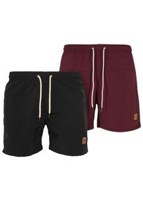 Urban Classics Herren Badeshorts "Urban Classics Herren Block Swim Shorts 2-Pack", rot, Gr. S, 100% Polyamid, Badehosen