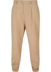 Urban Classics Herren Stoffhose "Urban Classics Herren Straight Pleat-Front Trousers", beige, Gr. 38, unifarben, 63% Polyester, 37% Viskose, Hosen