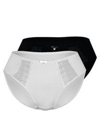 Sassa Mode SASSA Damen Slip, Gr. 48, schwarz-weiß, Obermaterial: 90% Polyamid, 10% Elasthan, unifarben, Unterhosen, mit Spitzeneinsatz