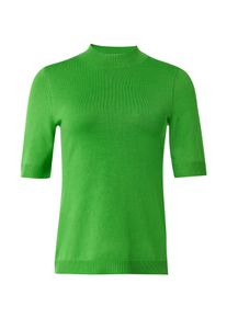 comma, COMMA Damen Kurzarmpullover, grün, casual, Gr. 44, Obermaterial: 80% Viskose, 20% Polyamid, Pullover, mit leichtem Stehkragen