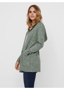 Véro Moda VERO MODA Damen Strickjacke "VMDOFFY LS OPEN HOOD CARDIGAN GA NOOS", grün, modisch, Gr. XS, meliert, Strick, Obermaterial: 94% Polyester, 3%