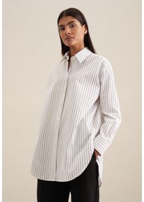 Seidensticker Damen Longbluse "Schwarze Rose", weiß, Gr. 42, gestreift, 100% Baumwolle, Blusen, Langarm Kragen Streifen