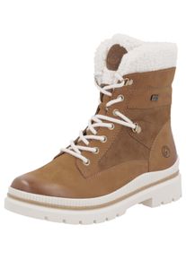 Remonte Damen Winterboots, Gr. 37, braun, Veloursleder, Textil, casual, Schuhe, Blockabsatz, Schnürstiefelette, Outdoorschuh mit Teddyfutter-Besatz