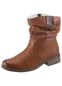 Rieker Damen Winterboots, Gr. 43, braun, Lederimitat, used, casual, Schuhe, Winterstiefelette, Blockabsatz, Warmfutter, geraffter slouchy Schaft