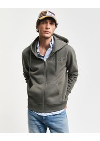 Gant Herren Kapuzensweatjacke "EMBOSSED FULL-ZIP HOODIE", grün, casual, Gr. 4XL, Sweatware, Obermaterial: 88% Baumwolle, 12% Polyester, Sweatjacken,