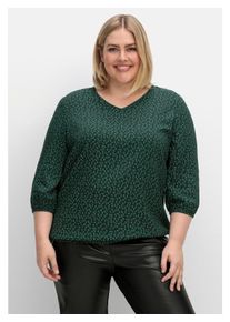 sheego Damen Tunika "Große Größen", grün, casual, Gr. 40, gemustert, Obermaterial: 100% Viskose (LENZING ECOVERO), Tuniken, mit Minimalprint und