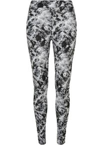 Urban Classics Damen Leggings "Urban Classics Damen Ladies Soft AOP Leggings", schwarz, Gr. XS, 85% Polyester, 15% Elasthan, Hosen
