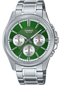 Herren Quarzuhr, silber, CASIO TIMELESS COLLECTION, Armbanduhren, Armbanduhr, Herrenuhr, Edelstahlarmband, analog, Tag, Wochentag