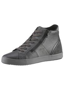 Geox Damen Sneaker "D BLOMIEE D", Gr. 39, grau, Lederimitat, Leder, metallic, casual, Schuhe, Freizeitschuh, Boots, Hightop im Metallic Look