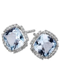 OROLINO Damen Paar Ohrstecker "Gold 585 mit Blautopas (beh.) + 40 Brillanten zus. 0,16ct.", ONE-SIZE, 1,2 ct SI = kleine Einschlüsse, Gold, silber,