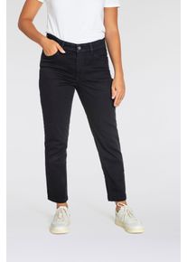 MAC Damen Gerade Jeans "MELANIE dragon-fly", schwarz, casual, Gr. 42, Denim/Jeans, Obermaterial: 98% Baumwolle, 2% Elasthan, Jeans, Dekoratibe