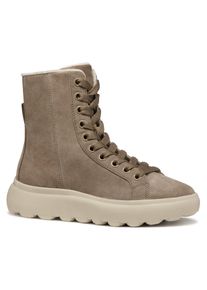 Geox Damen Schnürboots "D SPHERICA EC4.1 D", Gr. 36, grau, Leder, casual, Schuhe, Plateau Boot, Chunky Boot, Winterboot mit Warmfutter