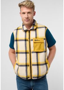 Jack Wolfskin Herren Fleeceweste "FELSLICHT CHECK VEST M", beige, Gr. XL, Obermaterial: 100% Polyester; Kontrast: 100% Polyamid ; Futter: 100%