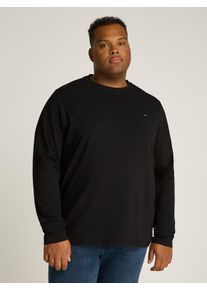 Tommy Hilfiger Big & Tall Herren Longsleeve "BT-STRETCH SLIM FIT L/S TEE-B", schwarz, Basic, Gr. XXL, TOMMY HILFIGER BIG & TALL, Single Jersey, Obermaterial: 95% Baumwolle, 4%