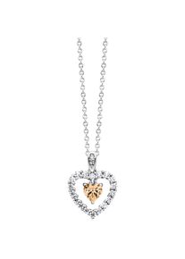 JULIE JULSEN Damen Kette mit Anhänger "925 Silber rhodiniert Herz Zirkonia weiß champagner", 43cm, Silber 925 (Sterlingsilber), L: 43cm B: 12.0mm,
