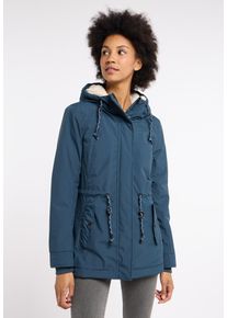 Ragwear Damen Parka "MONADIS WARM", blau, casual, Gr. S, unifarben, Web, Obermaterial: 100% Polyester, Jacken, wasserabweisende Übergangsjacke mit