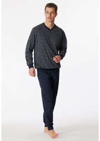 Schiesser Herren Schlafanzug ""Dark Sapphire"", Gr. 25, blau, Single Jersey, Obermaterial: 100% Baumwolle, kariert, casual, Homewear-Sets, mit
