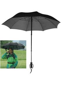 Euroschirm Taschenregenschirm "teleScope handsfree, schwarz", schwarz, Bezug: 100% Polyester, uni, Regenschirme, zweifach ausziehbarer Schaft,