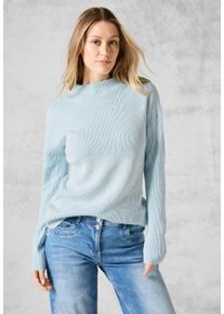 Cecil Damen Strickpullover, blau, casual, Gr. XXL, unifarben, Stoff, 33% Polyester, 31% Polyacryl, 24% Baumwolle, 12% Nylon, Pullover, mit Materialmix