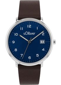 s.Oliver Damen Quarzuhr, braun, Armbanduhren, Armbanduhr, Damenuhr, Herrenuhr, Lederarmband, Datum