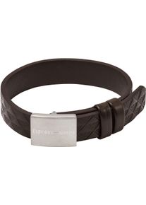 Emporio Armani Damen Lederarmband "Schmuck Geschenk Edelstahl Armschmuck Armkette, EGS3135040", Edelstahl-Leder, braun, Edelstahl, Leder, Armbänder