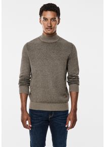 Street One MEN Herren Rollkragenpullover, braun, casual, Gr. XXL, unifarben, Web, 100% Baumwolle, Pullover, in Melange Optik