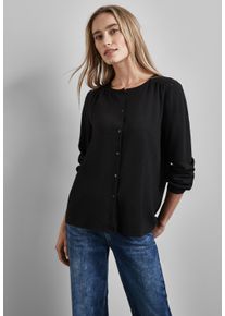 Street One Damen Langarmbluse, schwarz, casual, Gr. 44, unifarben, Stoff, 50% Polyester, 45% Viskose, 5% Elasthan, Blusen, aus softem Materialmix