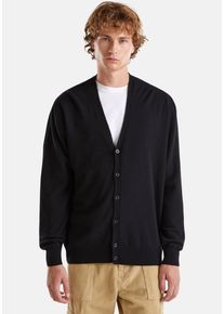 Herren Strickjacke, schwarz, modisch, Gr. S, United Colors Of Benetton, Feinstrick, Obermaterial: 100% Schurwolle, Strickjacken, mit Knopfleiste