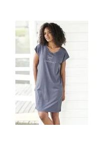 Nachthemd Vivance DREAMS Gr. 40/42, N-Gr, blau (dunkelblau) Damen Kleider mit Sommer-Statementdruck