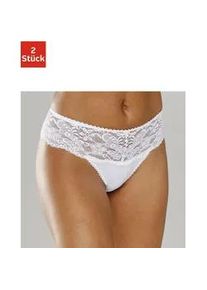 String Nuance Gr. 40/42, weiß (2xweiß) Damen Unterhosen Dessous mit breitem Spitzenband