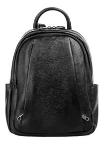 Samantha Look Cityrucksack, schwarz, Rindsleder, Leder, Strukturmuster, casual, Rucksäcke, echt Leder, Made in Italy
