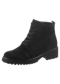 Waldläufer WALDLÄUFER Damen Schnürboots "H-LUISE", Gr. 7, schwarz, Veloursleder, unifarben, elegant, Schuhe, Stiefelette, Blockabsatz, in bequemer Schuhweite G