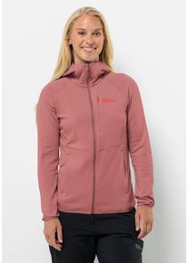 Jack Wolfskin Damen Fleecejacke "KOLBENBERG HOODED FZ W", rot, Gr. M, Obermaterial: 95% Polyester, 5% Elastan; Futter: 100% Polyester, Jacken