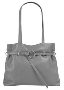 Samantha Look Damen Henkeltasche, grau, Leder, unifarben, leicht glänzend, Taschen, echt Leder, Made in Italy