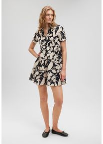 Mavi Damen Minikleid "WOVEN MINI DRESS", schwarz-weiß, casual, Gr. M, 60% Viscose, 30% Baumwolle, 10% Leinen, Kleider, Kleid kurz
