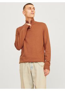 Jack & Jones JACK & JONES Herren Troyer "JJEEMIL KNIT HALF ZIP NOOS", braun, modisch, Gr. XS, unifarben, Strick, Obermaterial: 60% Baumwolle, 20% Nylon, 20%