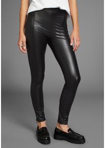 HECHTER PARIS Damen Lederimitathose, schwarz, feminin, Gr. 34, Obermaterial: 95% Polyester, 5% Elasthan, Hosen, mit leichtem Glanz-NEUE KOLLEKTION