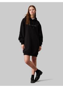 Damen Sweatkleid "CHENILLE MONOLOGO HOODIE DRESS", schwarz, feminin, Gr. XS, Calvin Klein Jeans, unifarben, Jersey, Obermaterial: 100% Baumwolle,