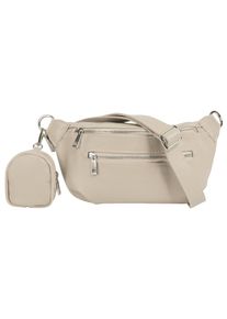 Samantha Look Damen Gürteltasche, beige, Leder, unifarben, leicht glänzend, Taschen, echt Leder, Made in Italy