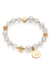 Leonardo Damen Edelstahlarmband "gold Hope, 018113", Edelstahl-Perlen, gold, Edelstahl, Perlen, Armbänder, mit Cat ́s Eye, Glasperle, Perle (imitiert)