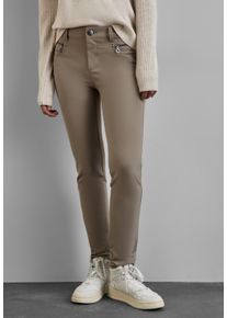 Street One Damen Röhrenhose, braun, casual, Gr. 32, unifarben, Stoff, 88% Polyamid, 12% Elasthan, Hosen, Middle Waist