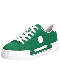 Rieker Damen Sneaker, Gr. 41, grün, Lederimitat, sportlich, Schuhe, Freizeitschuh, Halbschuh, Schnürschuh mit Plateausohle