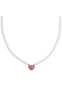 Amor Damen Kette mit Anhänger "Herz, Trachtenschmuck, Volksfest, 2039225, 2039227", Silber 925 (Sterlingsilber)-Perlen, L: 45cm, pink, Silber 925
