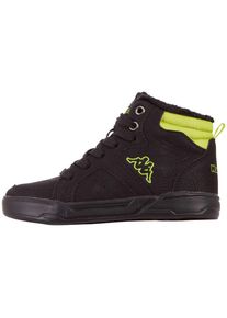Kappa Kinder Sneaker, Gr. 27, schwarz, Synthetik, unifarben mit Farbeinsatz, sportlich, Schuhe, mit praktischem Reißverschluss an der Innenseite