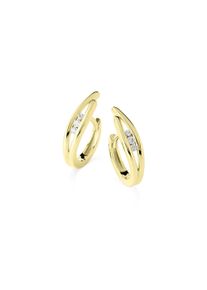 OROLINO Damen Paar Creolen "585 Gold mit 6x Brillant zus. 0,10ct.", ONE-SIZE, 0,10 ct SI = kleine Einschlüsse, Gold, gelb, Gold, Ohrringe